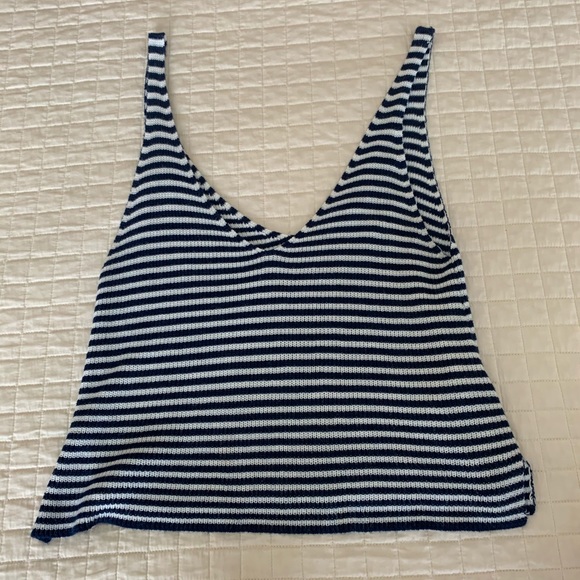 Forever 21 Tops - Forever 21 Navy Blue & White Striped Cropped Top